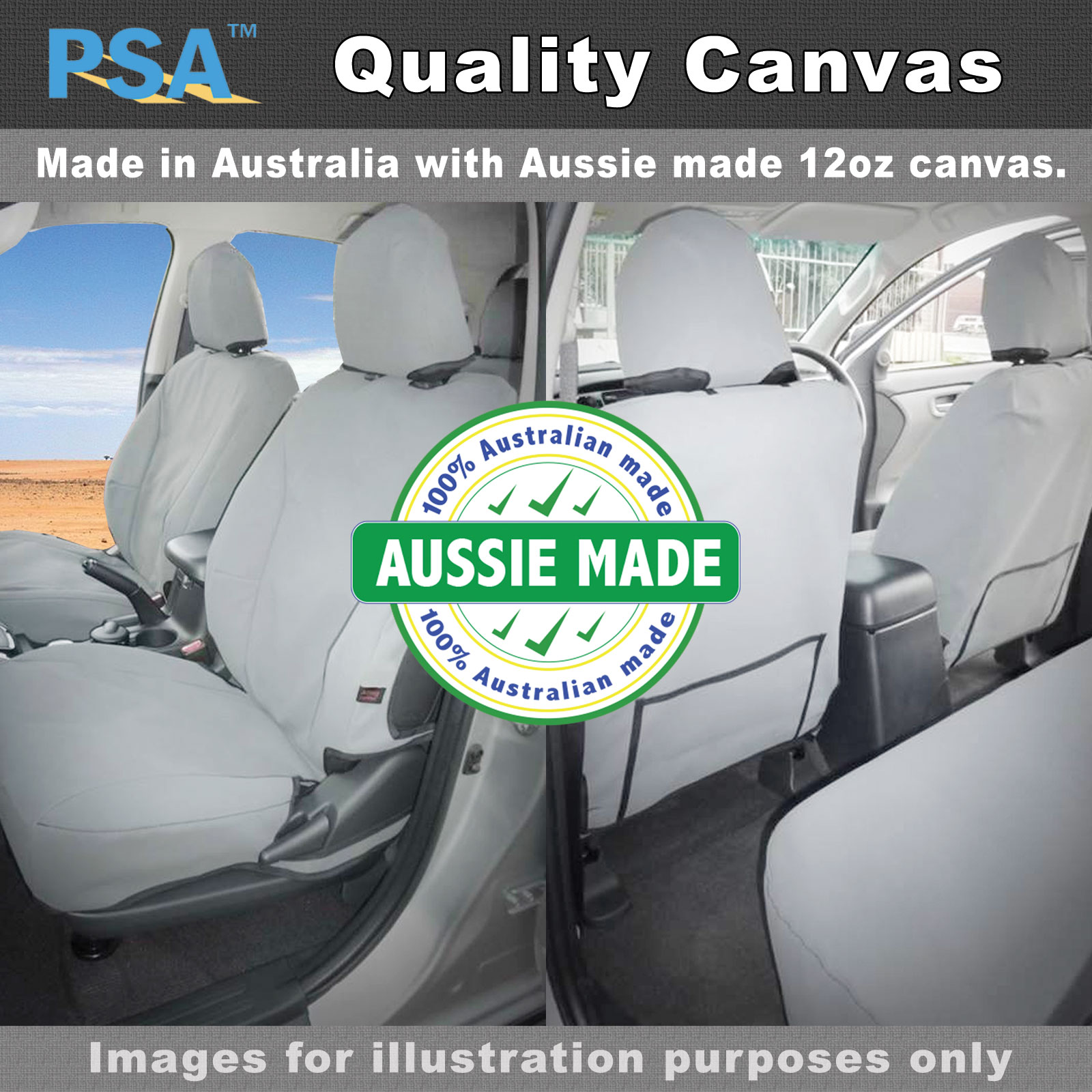 PSA Canvas Seat Cover, Prado 150 GX GXL front bucket seats w/side