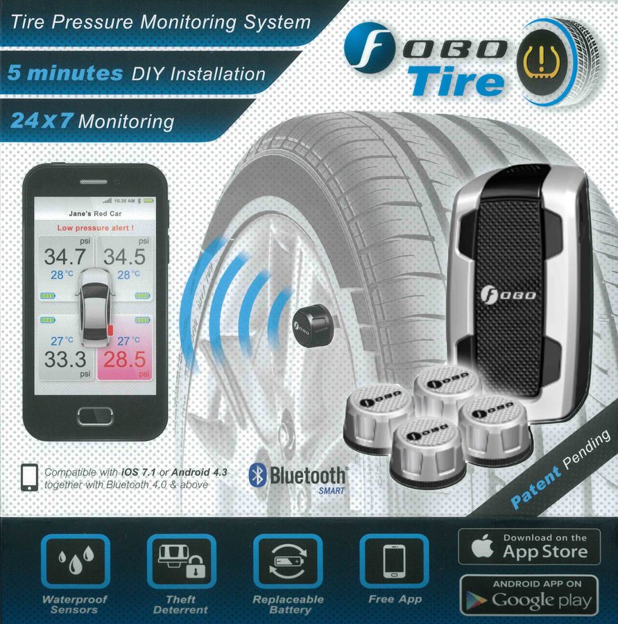 Fobo Bluetooth Wireless Sensor Tyre Pressure Monitor System TPMS Silver