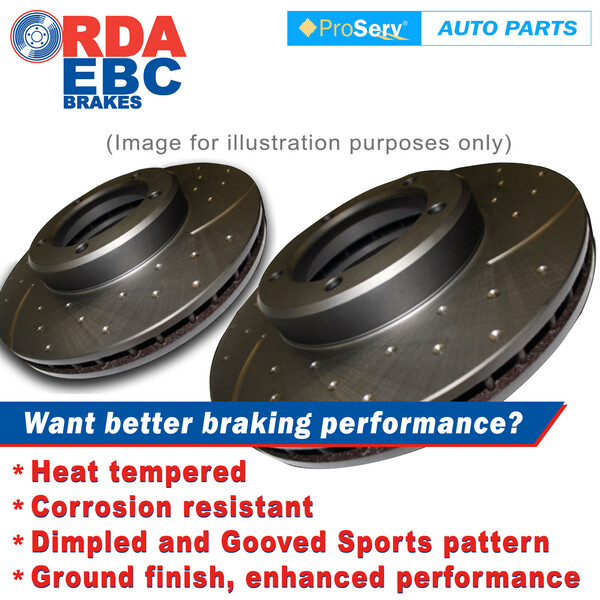 Rear Dimp Slotted Disc Brake Rotors Ford Falcon UTE AU1 6CYL and V8 Jul1999-Apr2000