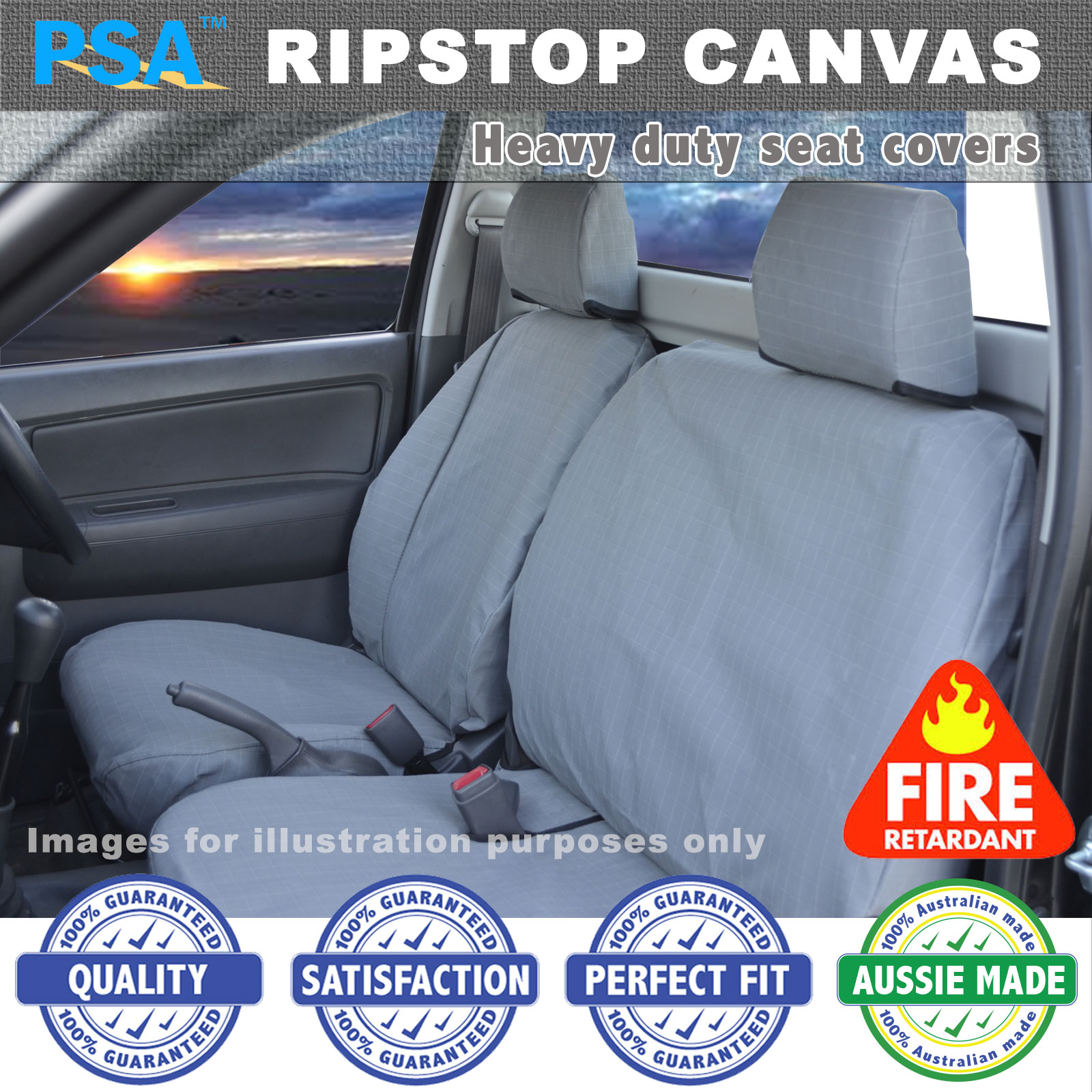 Ripstop Canvas Seat Covers FITS TOYOTA Landcruiser 75 Ute front Bucket