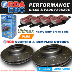 Front Slotted Disc Brake Rotors & Pads Mazda RX7 Series 6 FD103 2.6L 4/1992-12/1998 