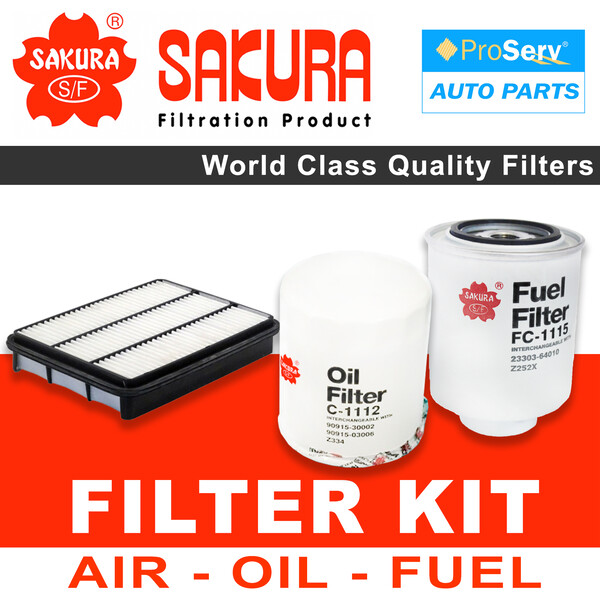 Oil Air Fuel Filter service kit for Toyota Prado KDJ121 3.0L Diesel 2002-2004
