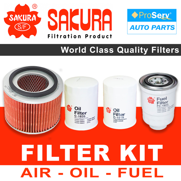 Oil Air Fuel Filter service kit for Nissan Patrol GU Y61 Series III 4.2 TD42T 2000-2007
