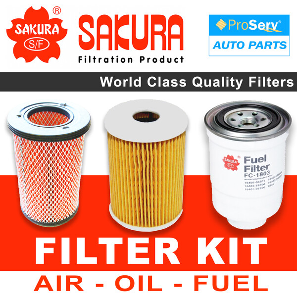 Oil Air Fuel Filter service kit for Nissan Navara D22 (ZD30) 3.0L Tdi 2001-2008