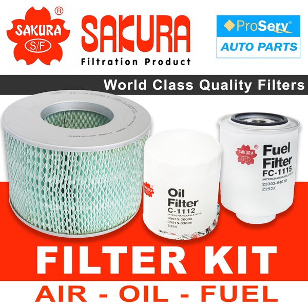 Oil Air Fuel Filter service kit for Toyota Landcruiser Troopy HDJ78 4.2 1HDFTE 2001-2007