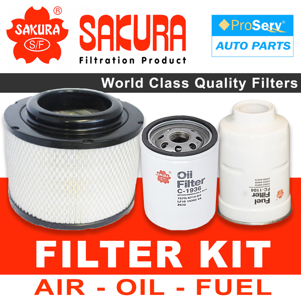 Oil Air Fuel Filter service kit for Mazda BT50 SDX 3.0L Diesel 2006-2011