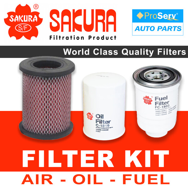 Oil Air Fuel Filter service kit for Nissan Navara D22 2.7L