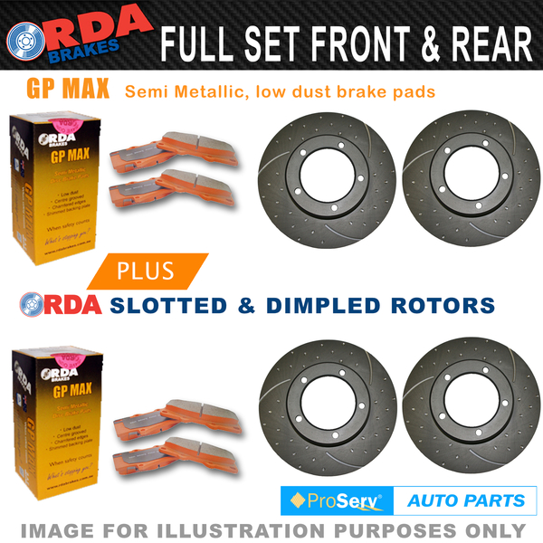 Full Set Dimp Slot Disc Brake Rotors & Pad for Toyota Landcruiser HZJ78R HZJ79R