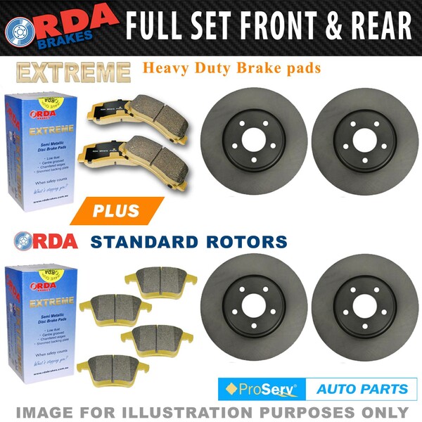Full Set Disc Brake Rotors & Pads for Toyota Landcruiser FZJ105 HZJ105 1998-2007