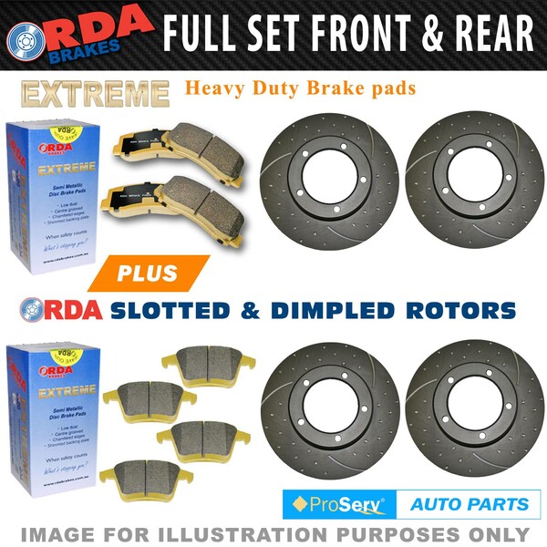 Full Set Dimp Slot Disc Brake Rotors & Pad for Toyota Landcruiser 200Series 07-15