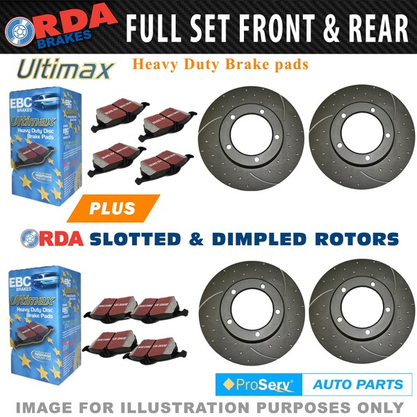 Full Set Dimp Slot Disc Brake Rotors & EBC Pad for Toyota Landcruiser 200 Series